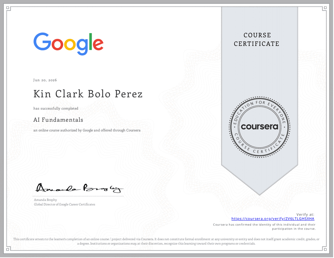 AI Fundamentals certificate